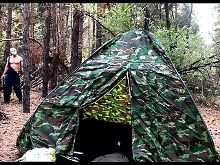 Masked Villain Fucks Tired Tourist in Tent / HORROR PORN / Russian gay